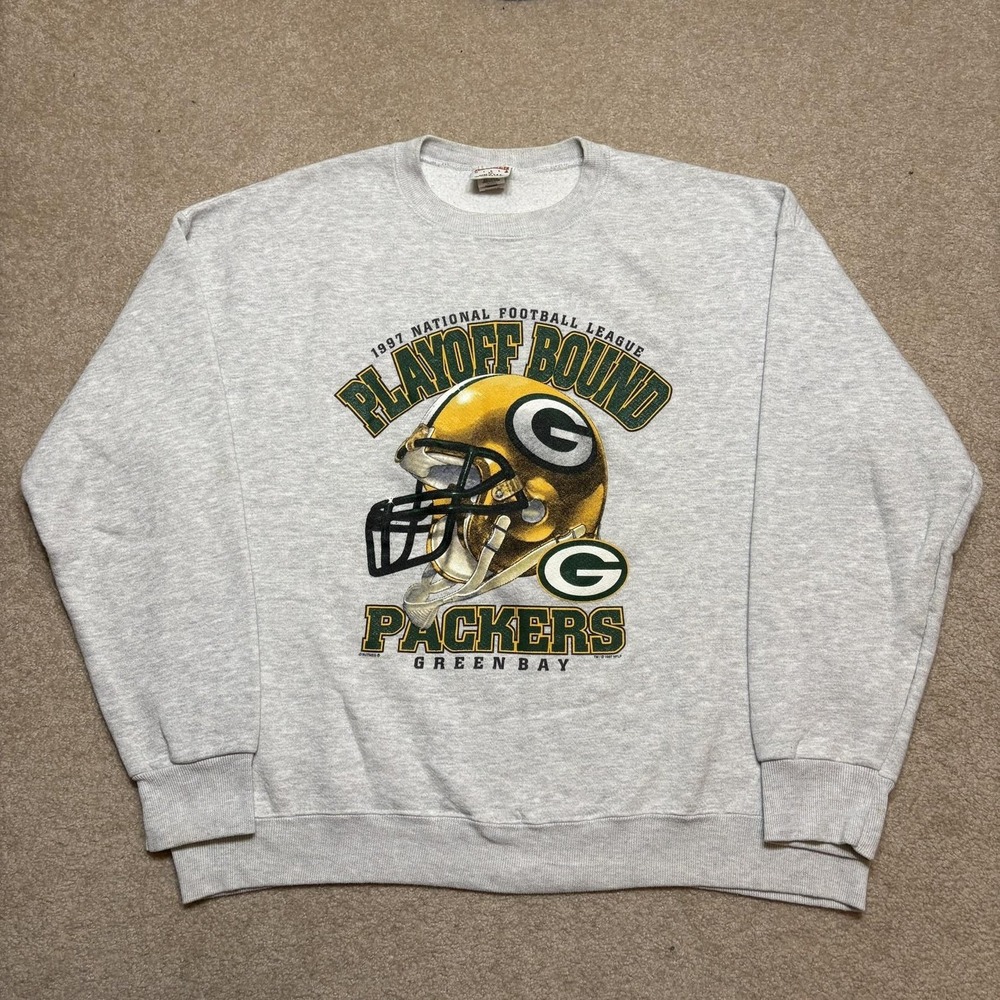 Vtg Green Bay Packers Sweatshirt XL NFL Football 1997 Playoffs Nutmeg Mills 90s